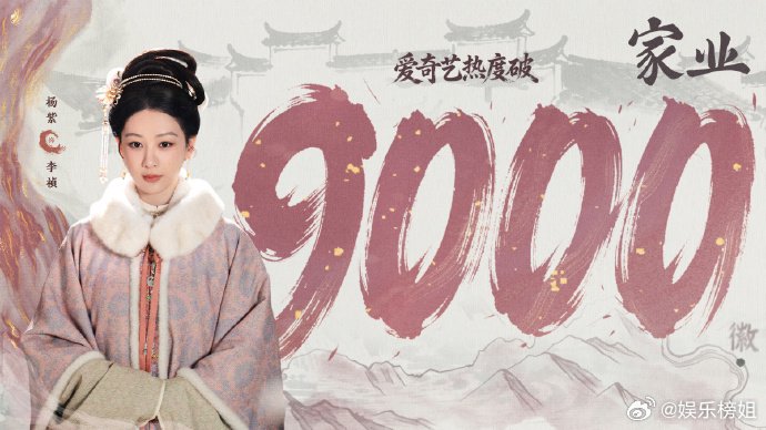 于正包场支持杨紫新剧家业，热度破9000