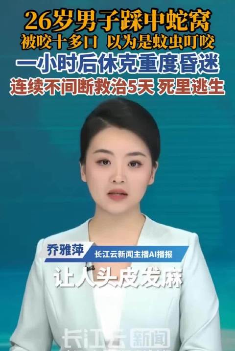 男子踩蛇窝遭群蛇攻击被咬10多口