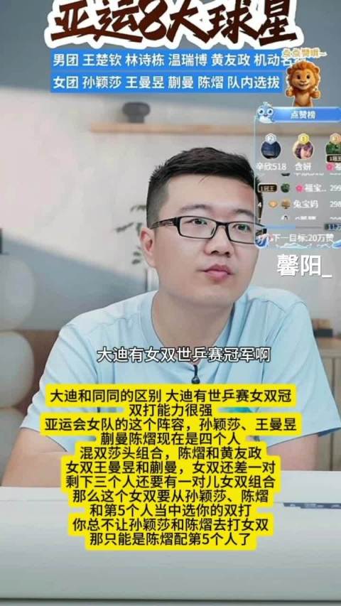 莱维分析亚运女乒阵容，孙颖莎王曼昱领衔双打组合