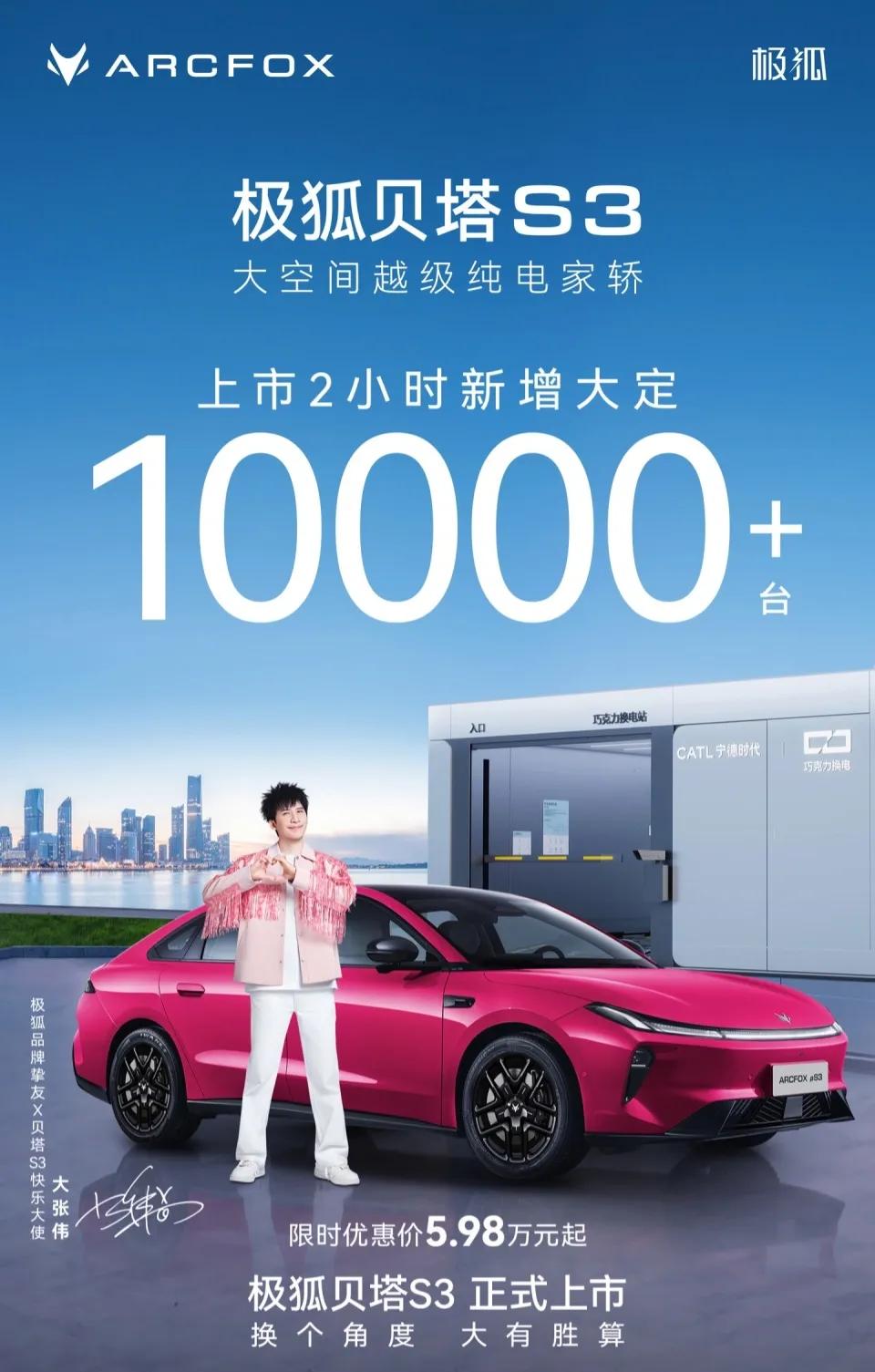 北汽极狐贝塔S3正式上市，换电版5.98万元起，660km续航+激光雷达_网通社号