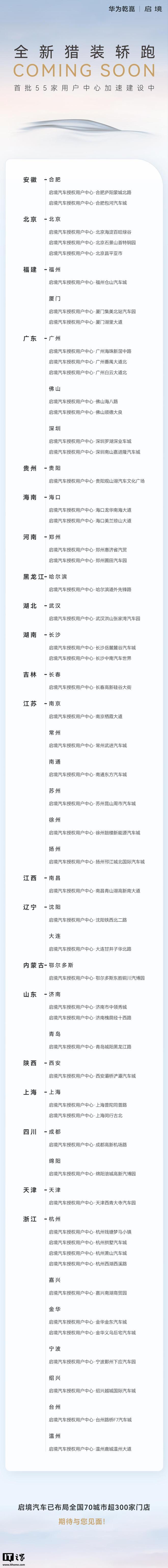 华为乾崑|启境汽车全国首批55家门店官宣