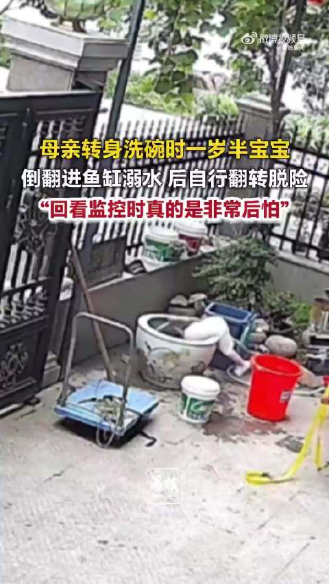 1岁半宝宝栽进30公分积水鱼缸呛水，宝妈后怕清空鱼缸