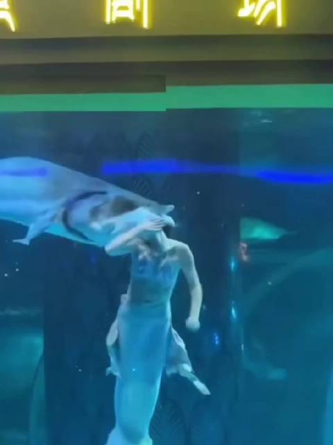 “看来美人鱼也不好当，第一个差点被大鱼吞掉，还好逃得快”