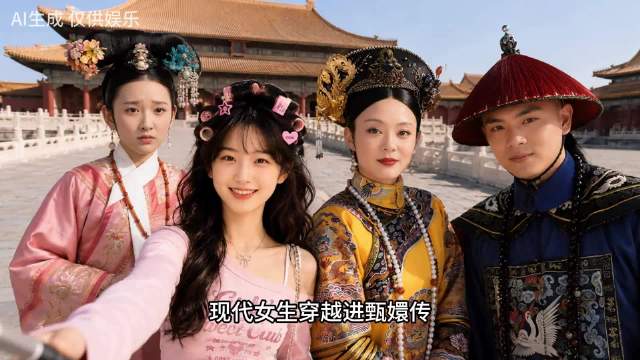 刷到现代女生穿越进甄嬛传的Ai视频 脑洞好大