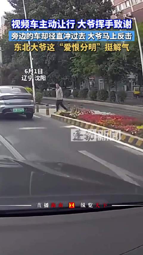 车主动让行获大爷挥手致谢，旁车抢行遭大爷反击