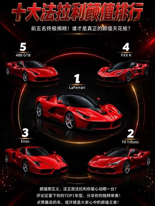 法拉利颜值排行榜决赛圈来了，来看看你的本命神车是否入选