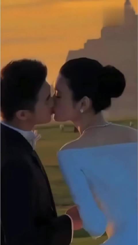奚梦瑶婚礼头纱绣双方英文名何猷君曾称圆妻心愿