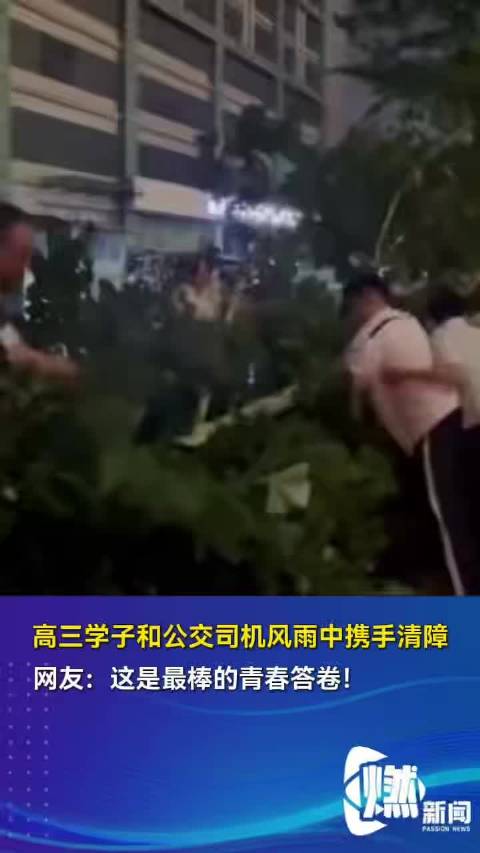 高三学子和公交司机风雨中携手清障
