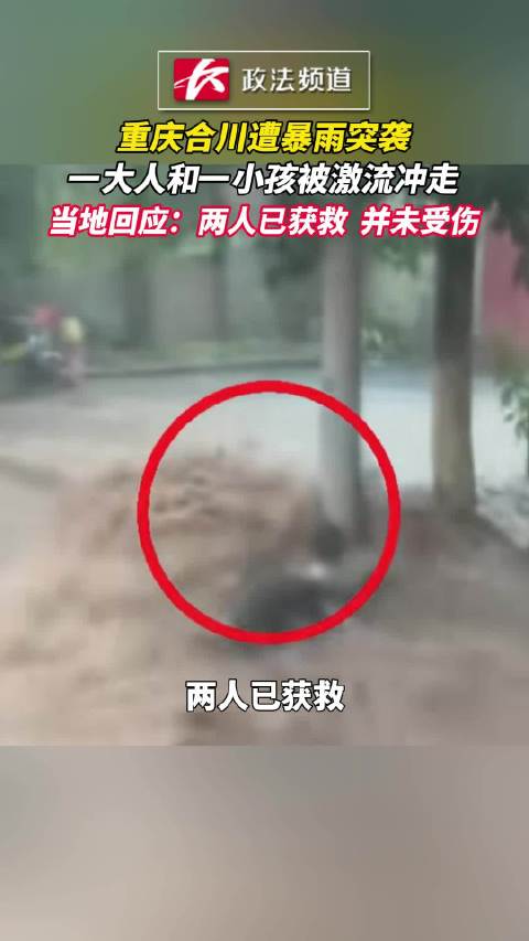 重庆合川遭暴雨突袭，一大人和一小孩被激流冲走后获救