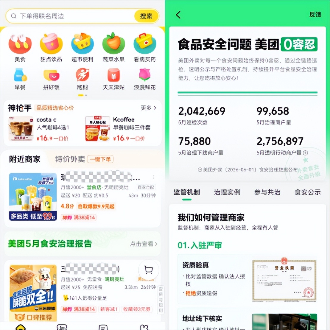 外卖新规施行后，美团“食安专栏”交出首份治理报告：5月巡检超204万次