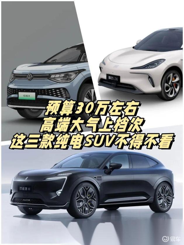 预算30万元，高端大气有排面，这三款纯电SUV值得一看