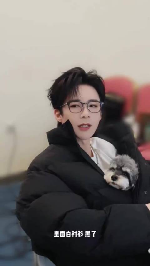 刘宇宁羽绒服内揣爱犬呆米，萌态引热议