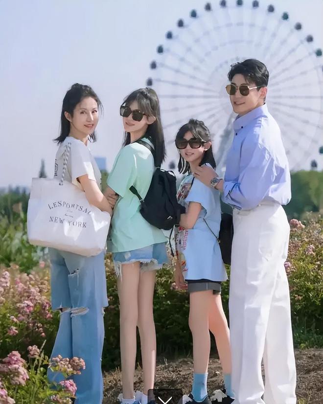 陆毅鲍蕾一家出游，贝儿和小叶子长腿抢镜，姐姐造型太美！
