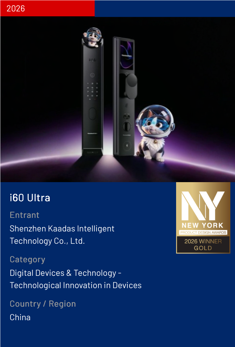 凯迪仕i60 Ultra AI智能锁荣获2026纽约产品设计奖金奖,创新设计获国际认可!