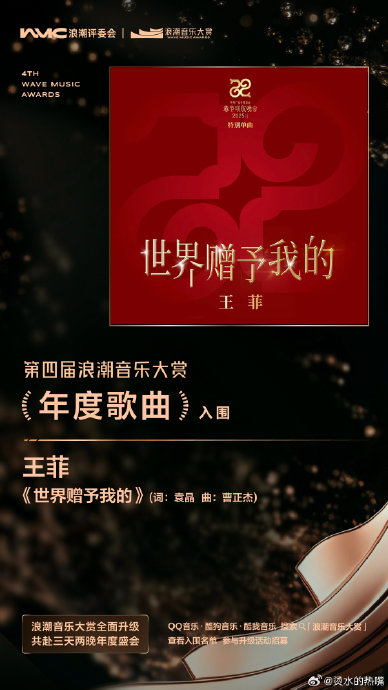 浪潮音乐大赏颁奖典礼什么时候举办，王菲和窦靖童有可能同台吗？