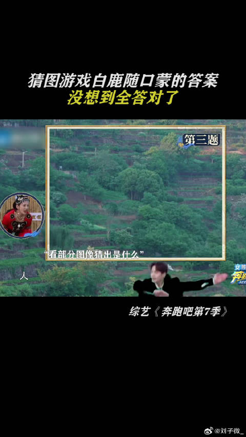 猜图游戏白鹿随口说的答案没想到全答对了， 鹅滴神片 微博VC计划