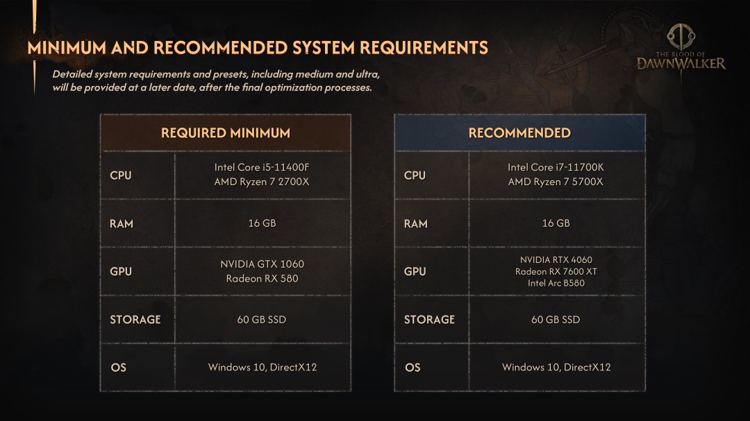 《黎明行者之血》PC推荐配置降低 从RTX 5060降为RTX 4060