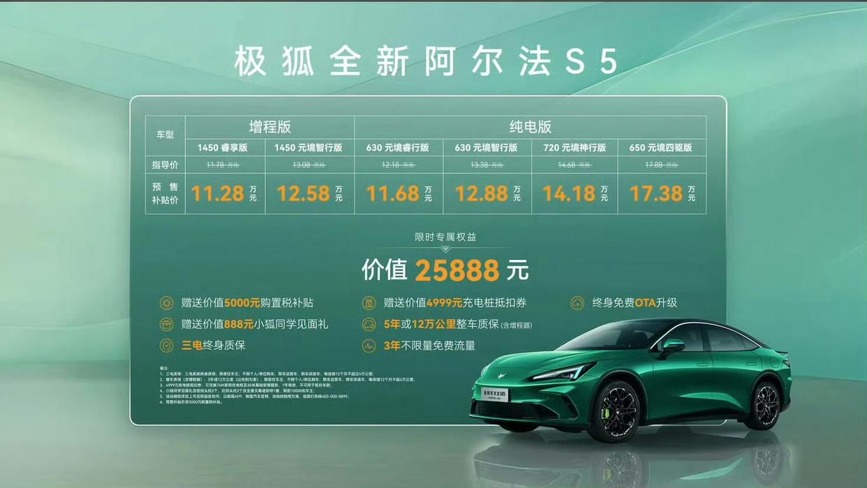 极狐全新阿尔法S5三车健康座舱配置横向评测
