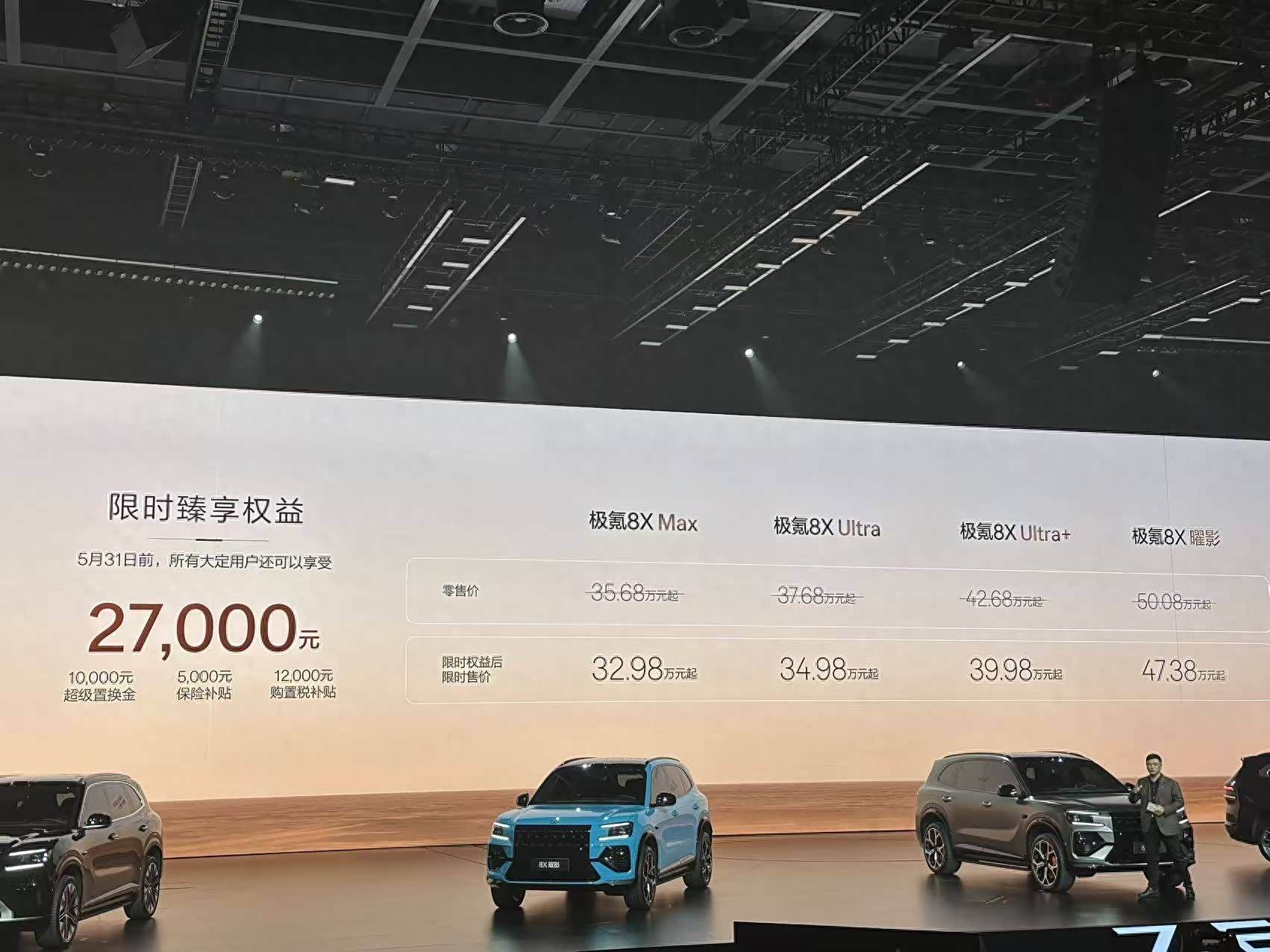 极氪8X正式上市指导价35.68-50.08万元权益价32.98万起