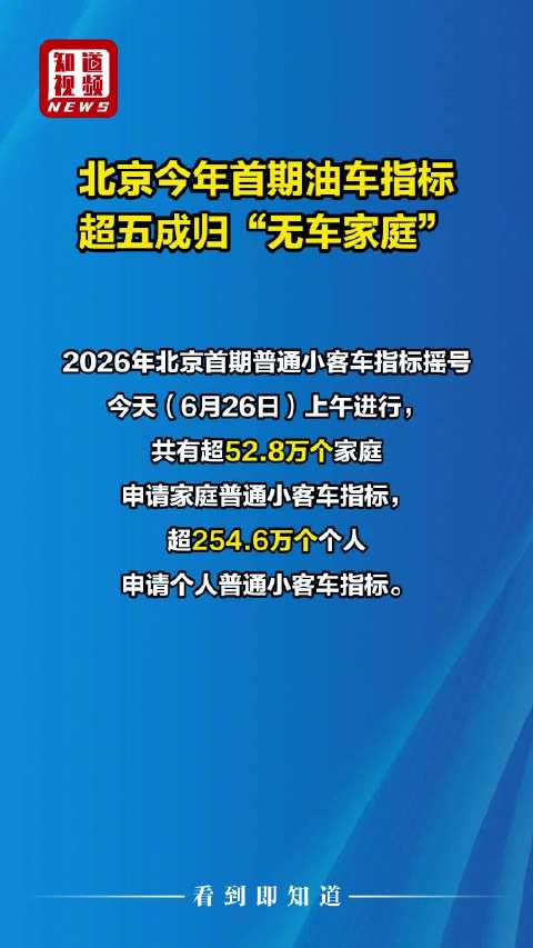 今年北京首期油车指标超五成归无车家庭
