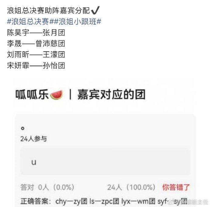 浪姐7总决赛助演师姐分别帮哪个团？