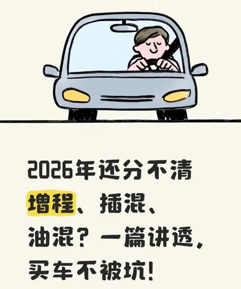 2026年还分不清增程、插混、油混?一篇讲透，买车不被坑!
