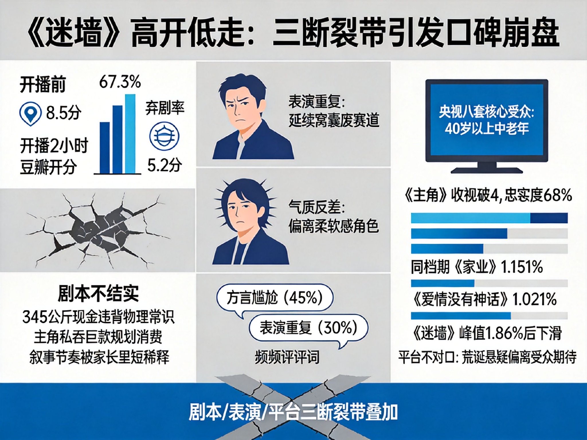 预评分8.5却开分5.2,郭京飞新剧真问题出在哪?