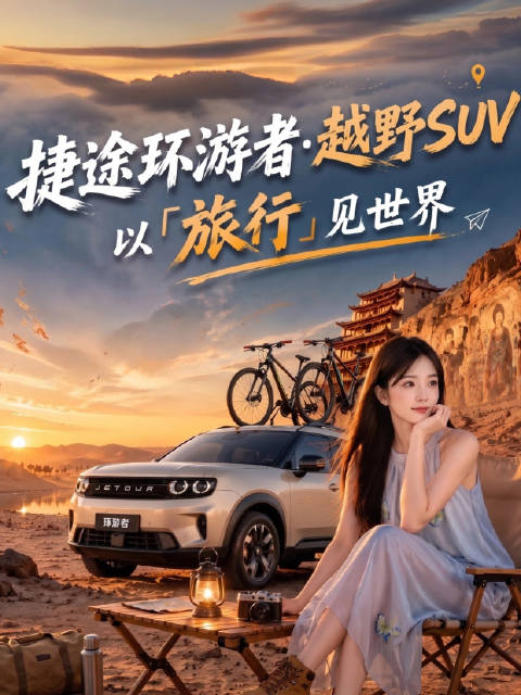 捷途环游者驶入敦煌，飞天美景引向往