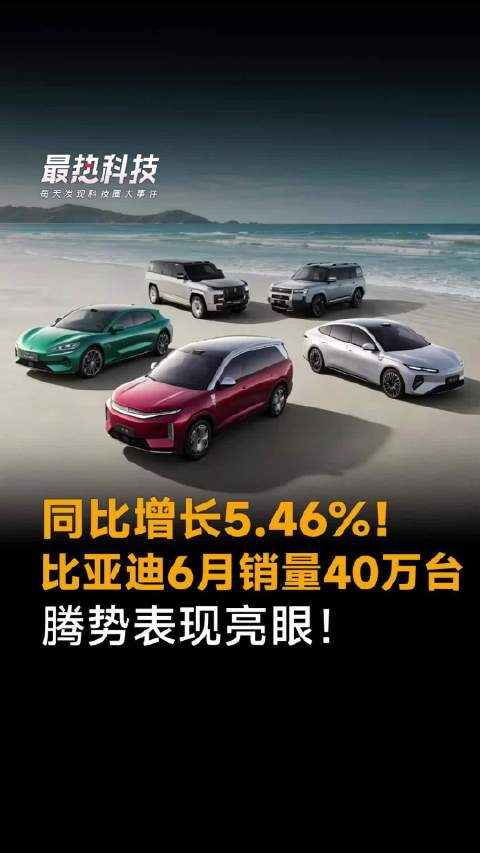 同比增长5.46%！比亚迪6月销量40万台，腾势表现亮眼！