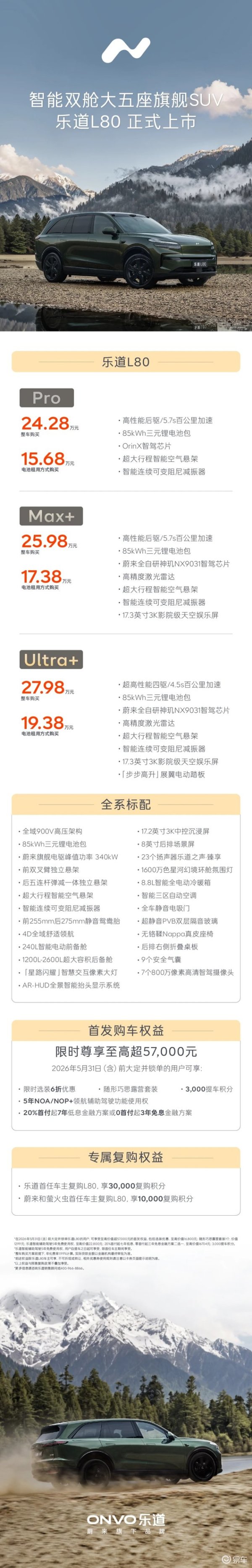 技惊“五座”，价值旗舰，乐道L80上市，24.28万元起