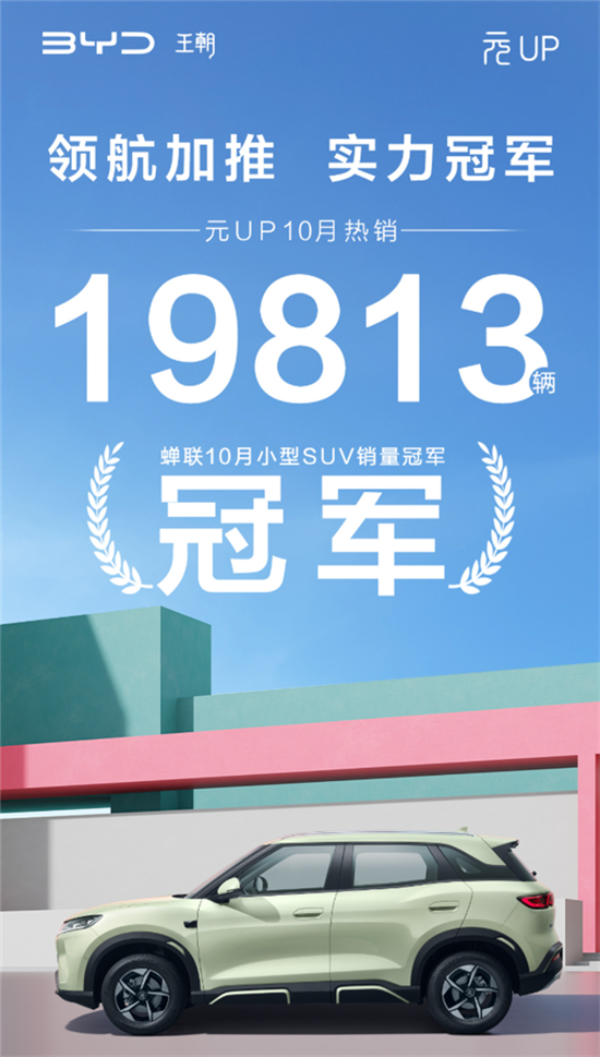 比亚迪元UP连续6个月夺得小型SUV销冠