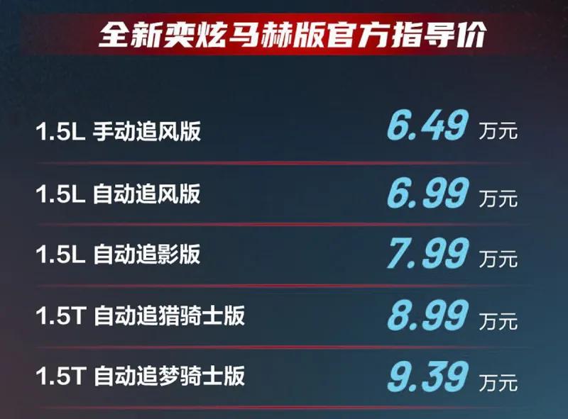 搭13英寸屏幕 全新奕炫马赫版售6.49万元起