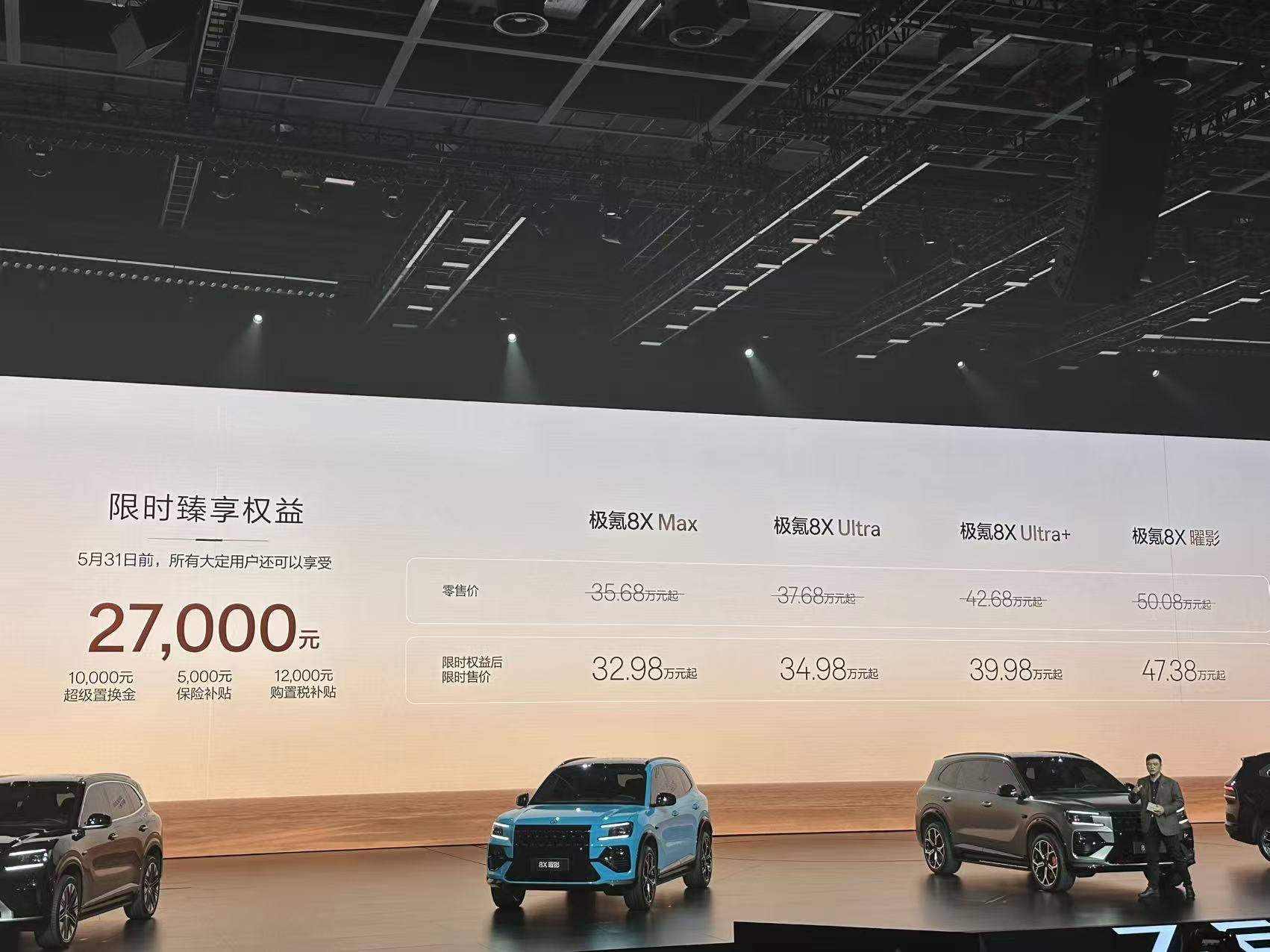 极氪8X正式上市指导价35.68-50.08万元权益价32.98万起