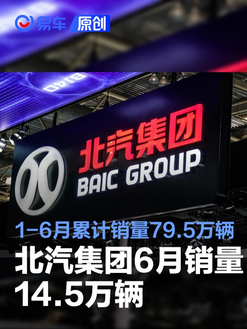 北汽集团6月销量14.5万辆 1-6月累计销量79.5万辆