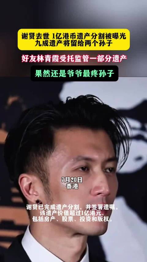 谢贤将遗产的90%留给两个孙子，再次说明张柏芝三胎的确跟谢家没什么关系！…