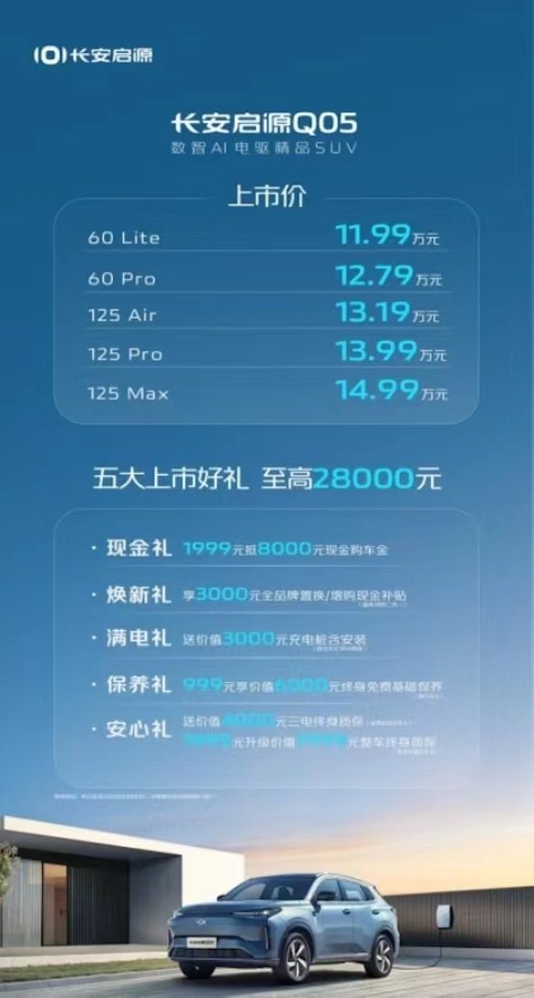 长安启源全新紧凑型SUV Q05正式上市 长安启源A07高级舒享再进阶