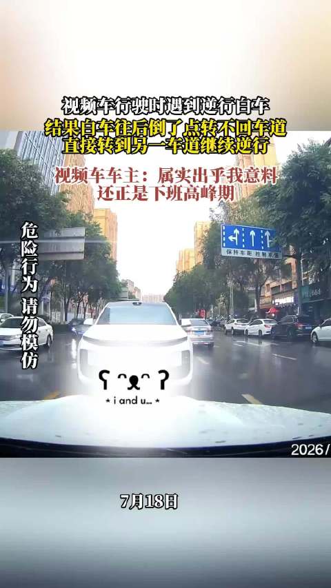 逆行白车遇视频车倒车换道继续逆行