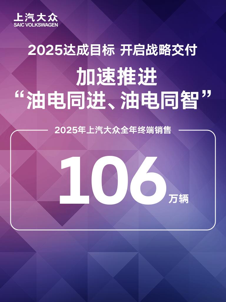 上汽大众2025稳健收官:106万辆背后的“价值竞争”方法论