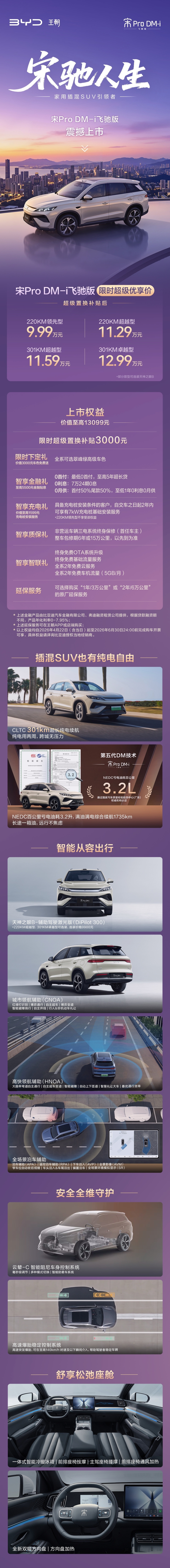 9.99万起比亚迪宋Pro DM-i飞驰版上市，301km纯电/1735km综合续航_新闻