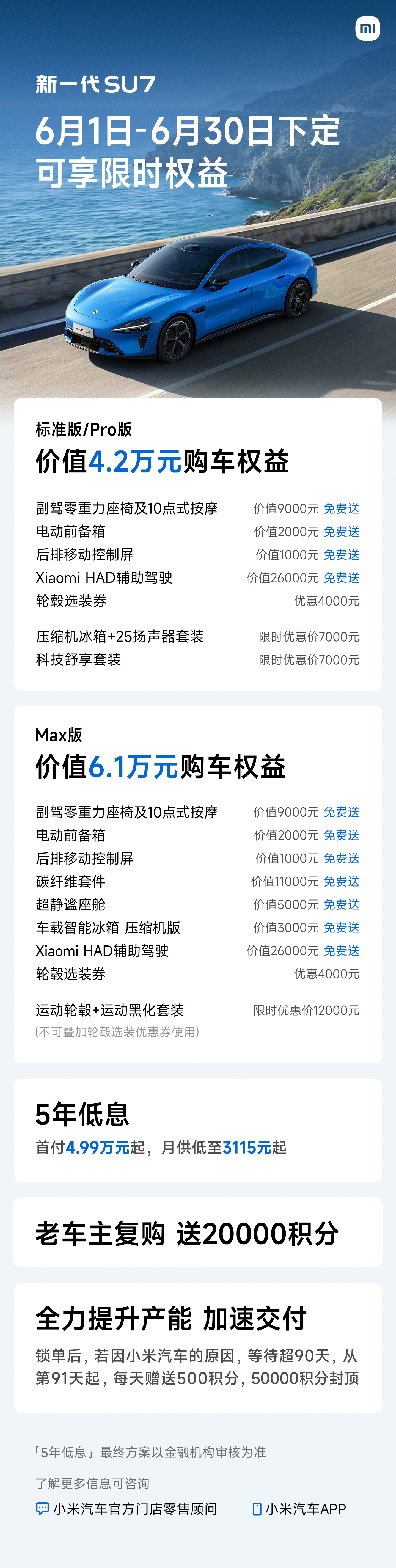 小米新一代 SU7、SU7 Ultra 汽车 6 月购车权益公布
