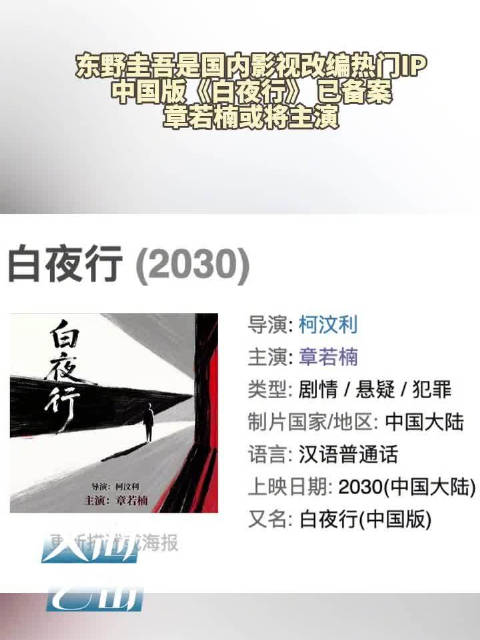 章若楠或将主演中国版白夜行