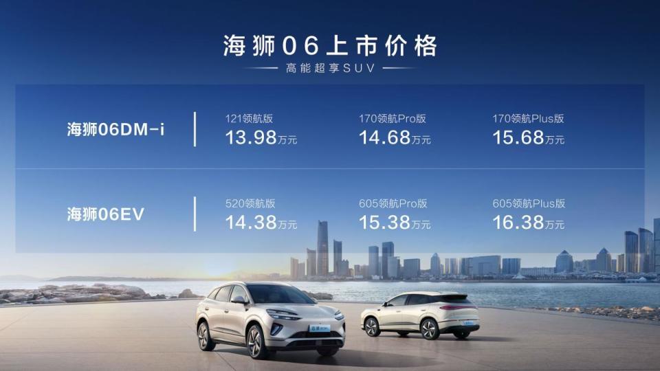 13.98万起，标配天神之眼C、云辇-C，比亚迪海狮06杭州区域上市