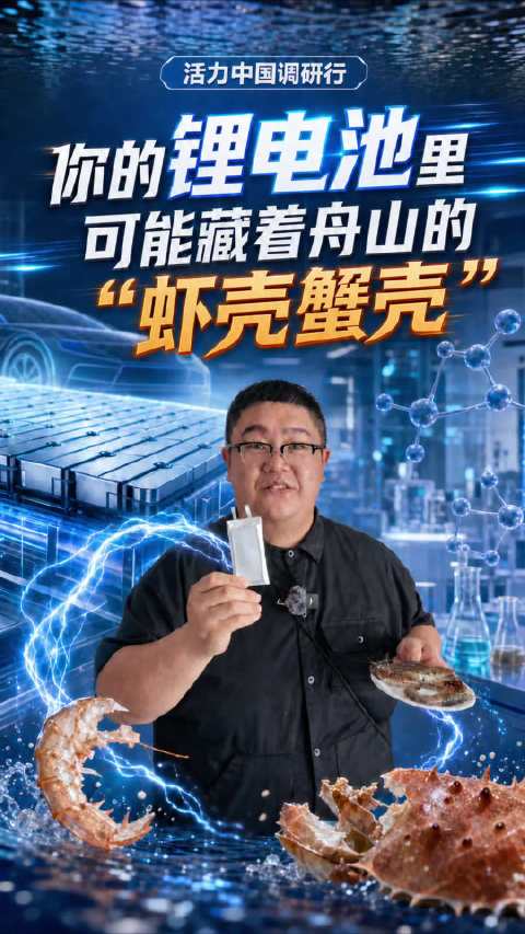 活力中国调研行｜你的锂电池里，可能藏着舟山的“虾壳蟹壳”！