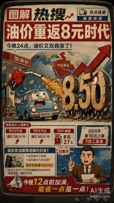 油价又涨了！年内第十涨落地，加满一箱多花27元