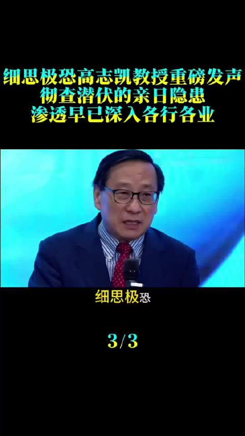 细思极恐！高志凯教授重磅发声：彻查潜伏的亲日隐患，渗透早已深入各行各业