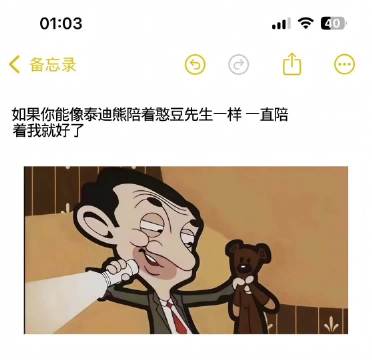 如果你能像泰迪熊陪憨豆先生一样一直陪着我就好了