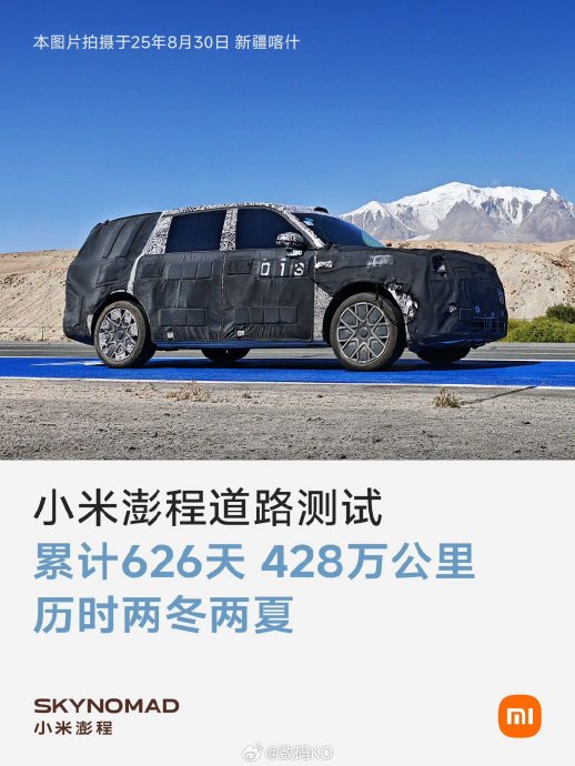 小米汽车累计路测里程达到多少公里？
