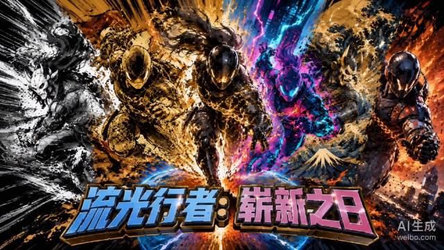 AI创作90秒六重画风，流光行者穿越漫画史