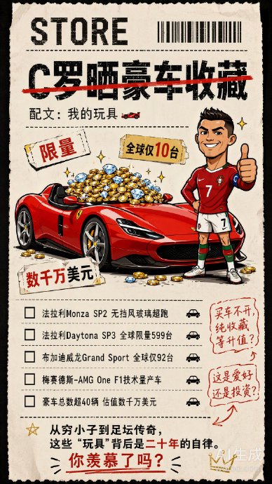 C罗为什么称这些豪车为“我的玩具”？