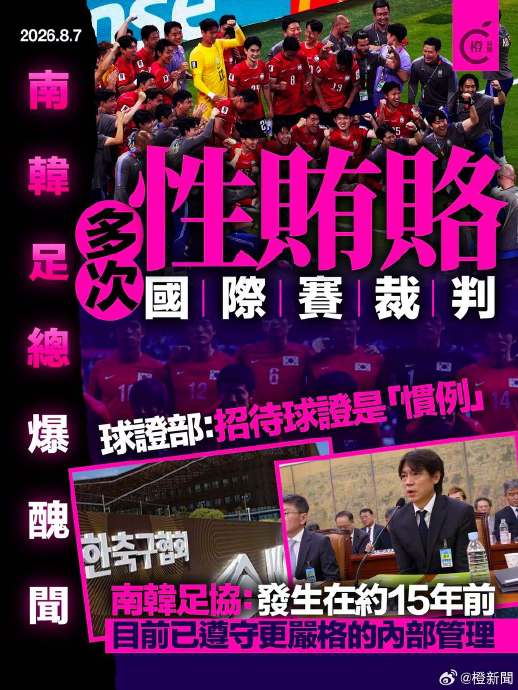 韩国足协承认性贿赂外籍裁判,涉中韩战赛后买单 韩国足协承认性贿赂外籍裁判,涉中韩战赛后买单